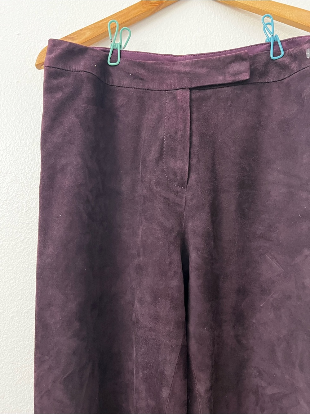 St. John Women’s Goat Suede Silk Wide Leg Pants in Deep Plum